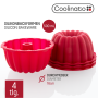 Coolinato Silikon Dessert Backformen Set 4tlg. ROT, inkl. Rezepte