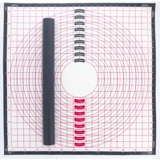 Coolinato Silikon Teigroller und Backmatten Set 2tlg. GRAU