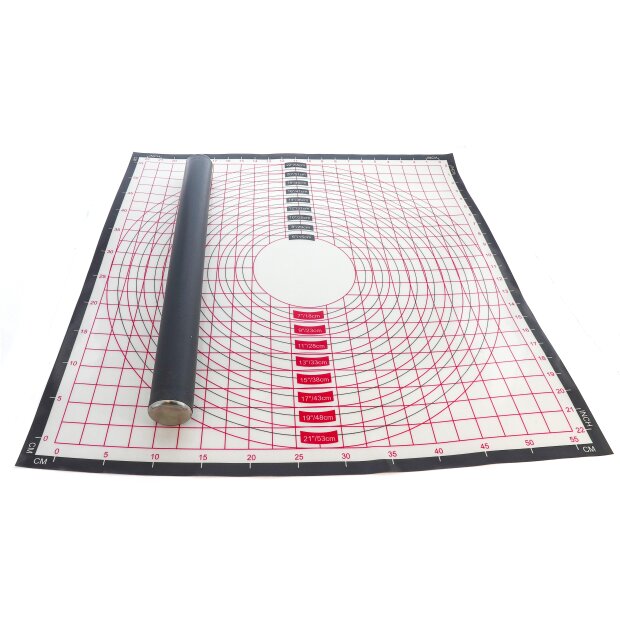 Coolinato Silikon Teigroller und Backmatten Set 2tlg. GRAU