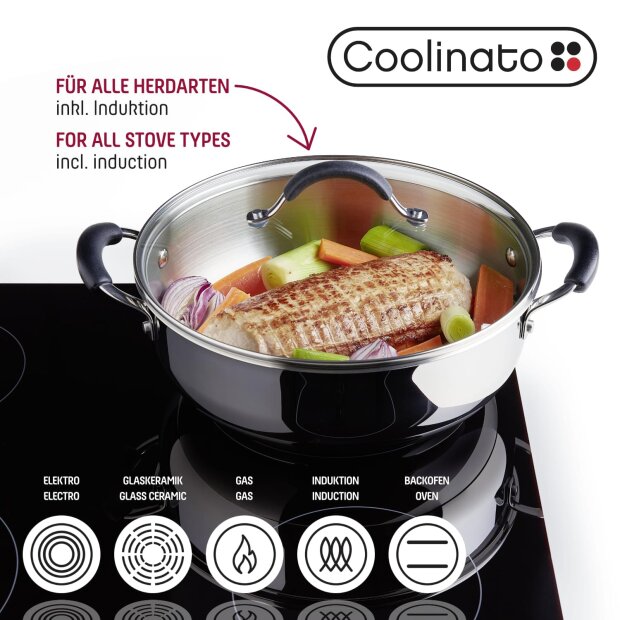 Coolinato Grossraumpfanne 24cm / 3,8l aus Edelstahl – unbeschichtet
