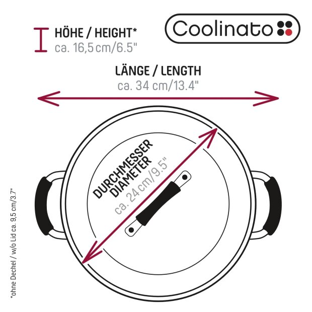 Coolinato Grossraumpfanne 24cm / 3,8l aus Edelstahl – unbeschichtet