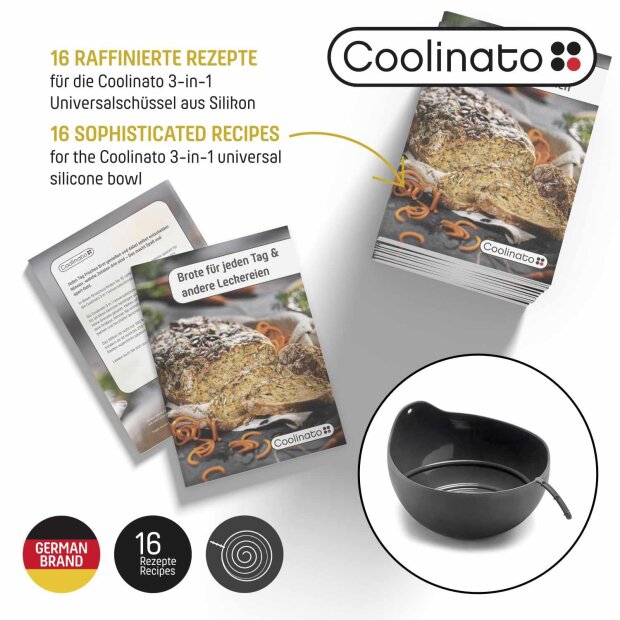 Coolinato Silikon 3in1 Universalschüssel GRAU mit Rezeptheft