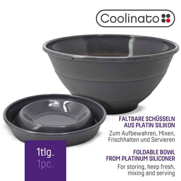 Coolinato  faltbare Silikon-Schüssel 24 cm GRAU